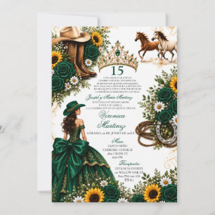Invitation Rose verte Tournesol Quinceañera occidentale Cheva
