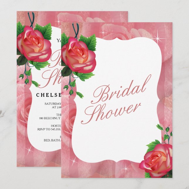 Invitation Rose victorien Dusty Floral Mariage (Devant / Derrière)