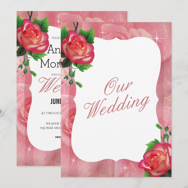 Invitation Rose victorien Dusty Floral Mariage (Devant / Derrière)