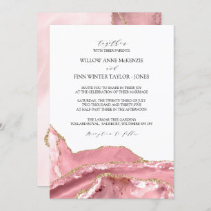 Invitation Rose vif Agate Mariage moderne