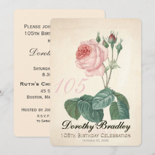 Invitation Rose Vintage 105e anniversaire Coutume I