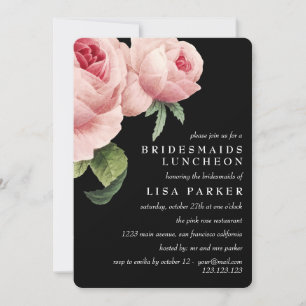 Invitation Rose vintage Black Bridesmaid Mariage