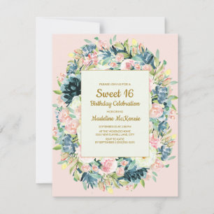 Invitation Rose Vintage Crème Florale Botanique Douce 16