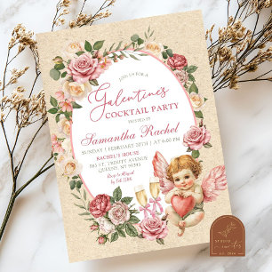 Invitation Rose vintage Cupid Galentine's Cocktail party
