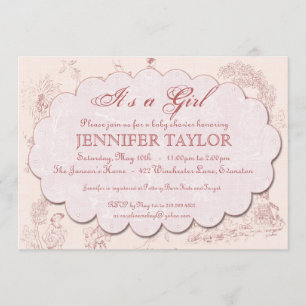 Invitation Rose vintage d'invitation de baby shower de Toile