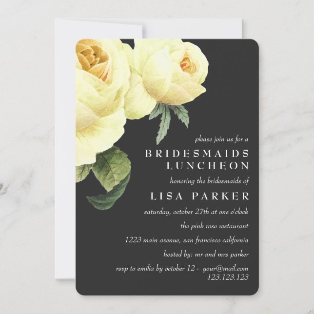 Invitation Rose vintage Grey Bridesmaid Mariage (Devant)