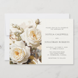 Invitation Rose vintage QR Code RSVP Floral Mariage