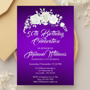 Invitation Rose Vintage violette blanche pour femmes 50e anni