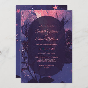 Invitation Rose violet Alternative gothique Mariage de luxe
