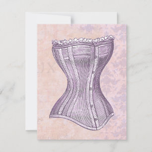 Invitation Rose violet Damask Victoret Corset Style Vintage