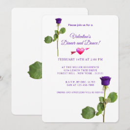 Invitation Rose violet de la Saint Valentin minimaliste