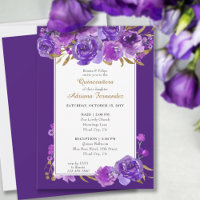 Rose violet Elegant feuille or Quinceanera et mass