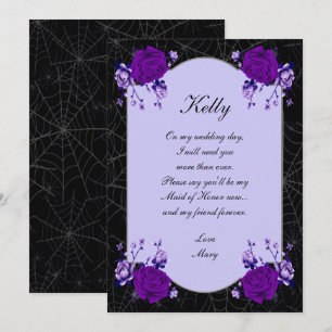 Invitation Rose Violet Floral Spiderweb Automne Maid Of Honor