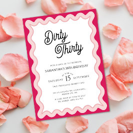 Invitation Rose Wavy Dirty Trente minimum 30e anniversaire