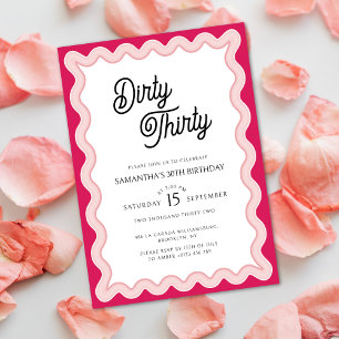 Invitation Rose Wavy Dirty Trente minimum 30e anniversaire