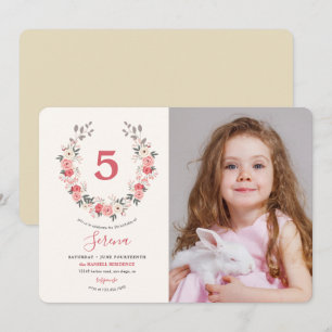 Invitation Rose Wreath Cinquième anniversaire