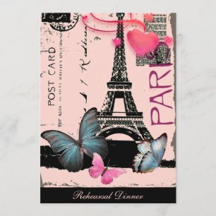 Invitation rosée paris eiffel tour destination mariage