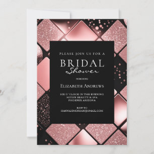 Invitation Rosegold Black Pattern Bridal Shower 