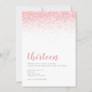 Invitation Rosegold Parties scintillant Ado fille Anniversair