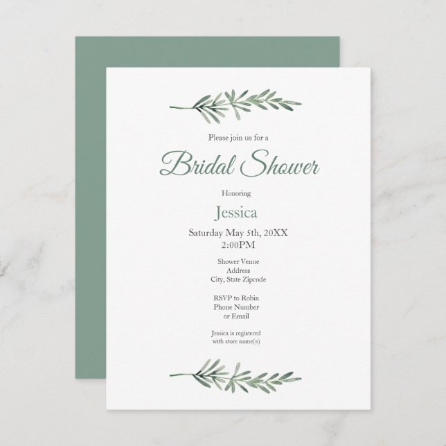 Invitation Rosemaire aquarelle (Devant / Derrière)