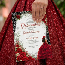 Roses aquarelle rouges et argent Quinceañera 
