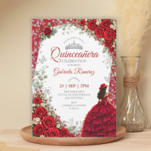 Roses aquarelle rouges et argent Quinceañera