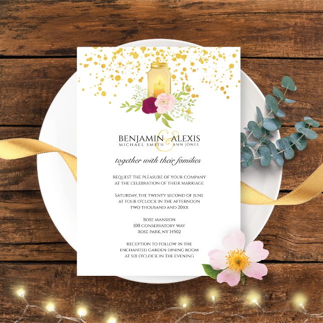 Invitation Roses aux bougies Parties scintillant Mariage roma (Créateur téléchargé)