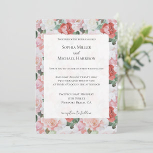 Invitation Roses blanches blanches rouges Mariage de fleurs