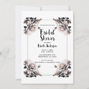 Invitation Roses blanches délicates Shabby Chic Douche