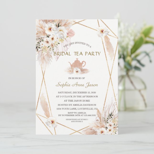 Invitation Roses blanches du désert Fête des mariées en herbe (Debout devant)