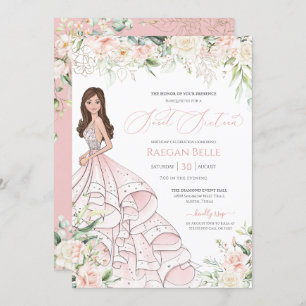 Invitation Roses blanches et roses blanches brillantes Sweet