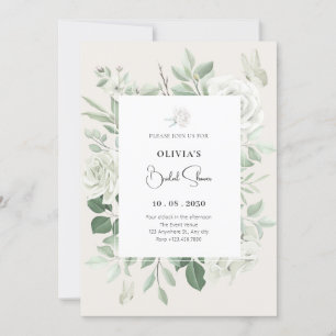 Invitation Roses blanches florales