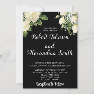 Invitation Roses blanches | MARIAGE