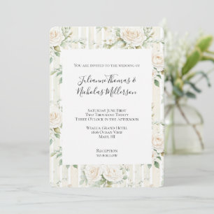 Invitation Roses Blanches Romantiques Roses Florales Mariage