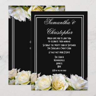 Invitation Roses blanches sur mariage floral noir