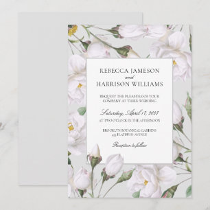 Invitation Roses blanches Vintages