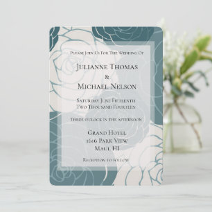 Invitation Roses bleues et blanches Floral Mariage romantique