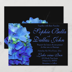 Invitation Roses bleues florales élégantes hydrangeas bleus