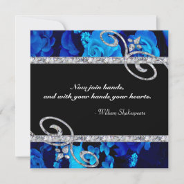 Invitation Roses bleus brillants et épouser de remous de