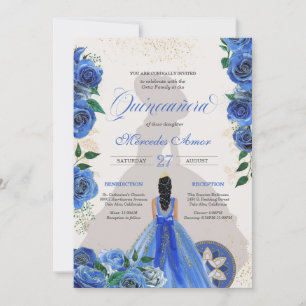 Invitation Roses Bleus Fancy Quinceanera Ouest Charro Invita