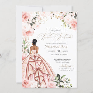 Invitation Roses bleus joli en rose magnifique Gown Sweet 16