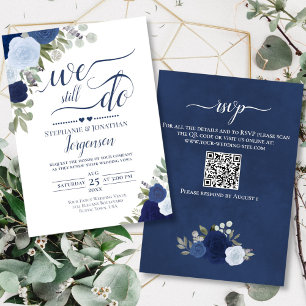 Invitation Roses Boho Bleu Nous Faisons Toujours Vow Renouvel
