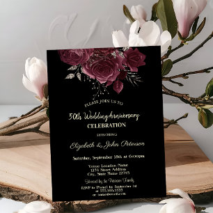 Invitation Roses Bourguignonnes Chic Mariage Anniversaire Noi
