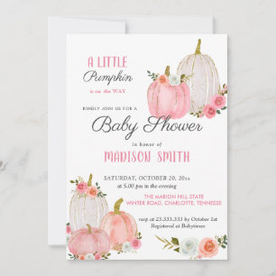 Invitation Roses Citrouille rose aquarelle BABY SHOWER