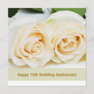 Invitation Roses crème blanche, 75e anniversaire de mariage