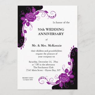 Invitation Roses d'anniversaire (violet)