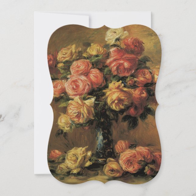 Invitation Roses dans un Vase de Renoir, Mariage Floral Vinta (Devant)