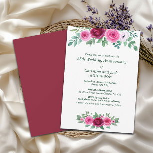 Invitation Roses de Bourgogne à l'aquarelle 25e anniversaire 