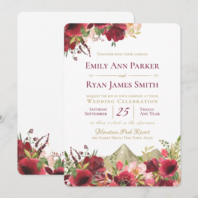 Invitation Roses de la Bourgogne sauvage (Devant / Derrière)