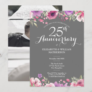 Invitation Roses de la florale photo Mariage du 25e anniversa
